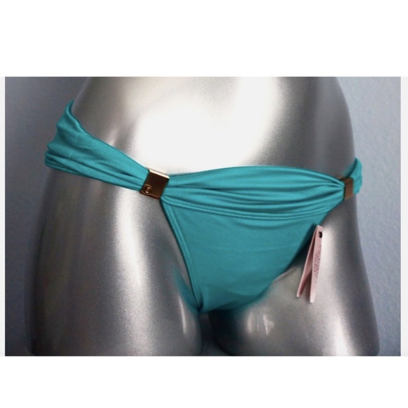 Victorias Secret Nwt Teal Green Gold The Hottie Cheeky Swim Bikini Bottom - Picture 2 of 4